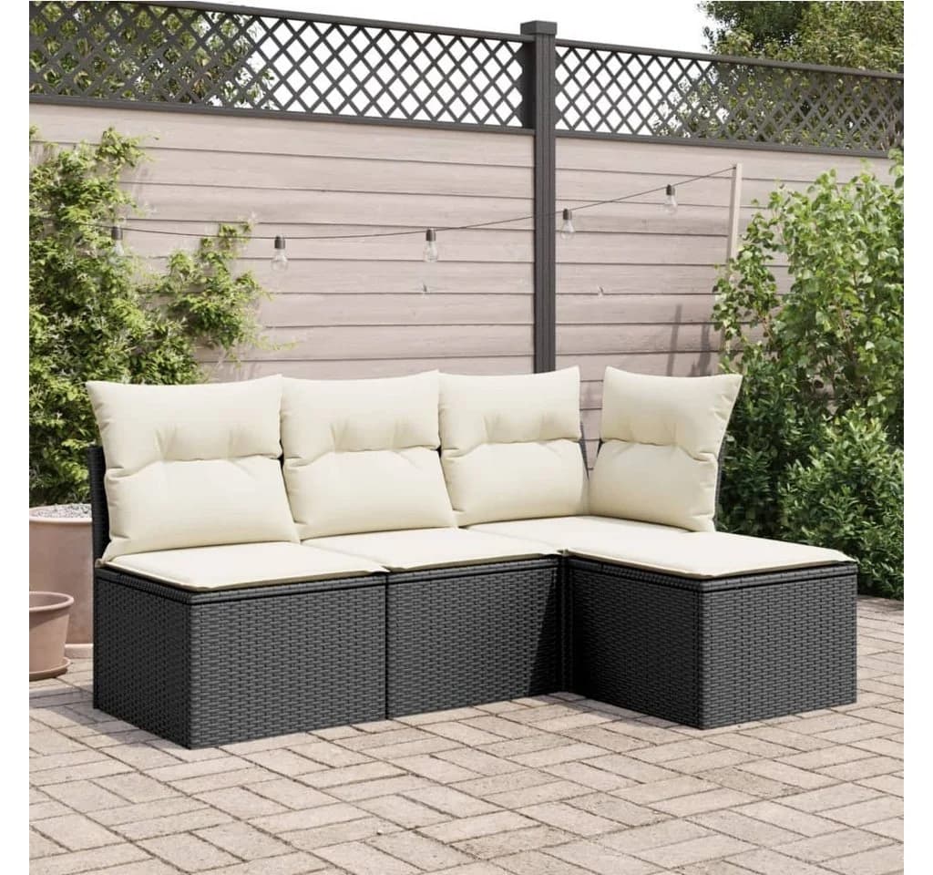 vidaXL Gartenhocker Schwarz Poly Rattan - Bild 3