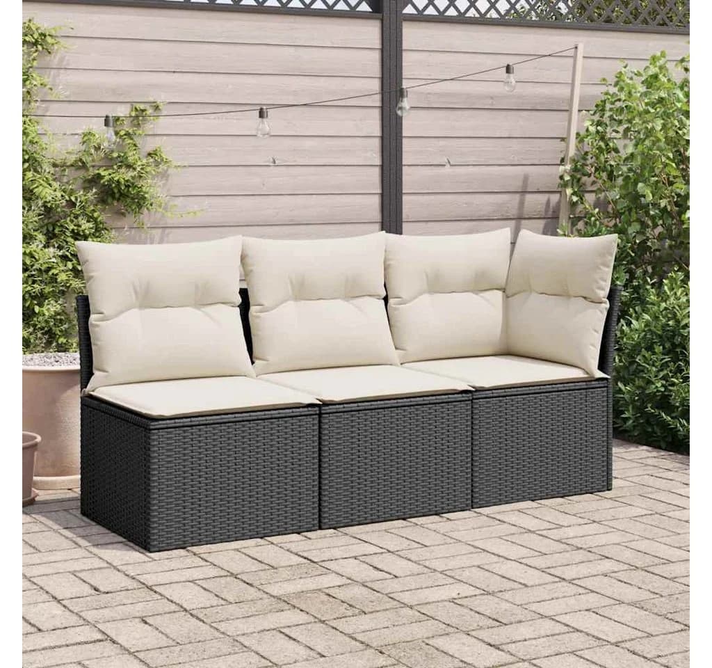 vidaXL Loungesessel Schwarz Poly Rattan mit Kissen und Stauraum - Bild 3