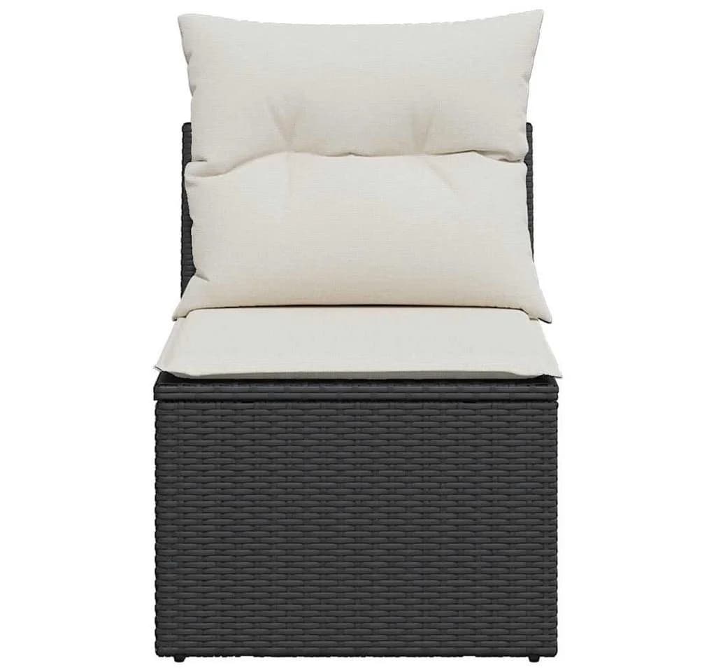 vidaXL Loungesessel Schwarz Poly Rattan mit Kissen und Stauraum - Bild 4