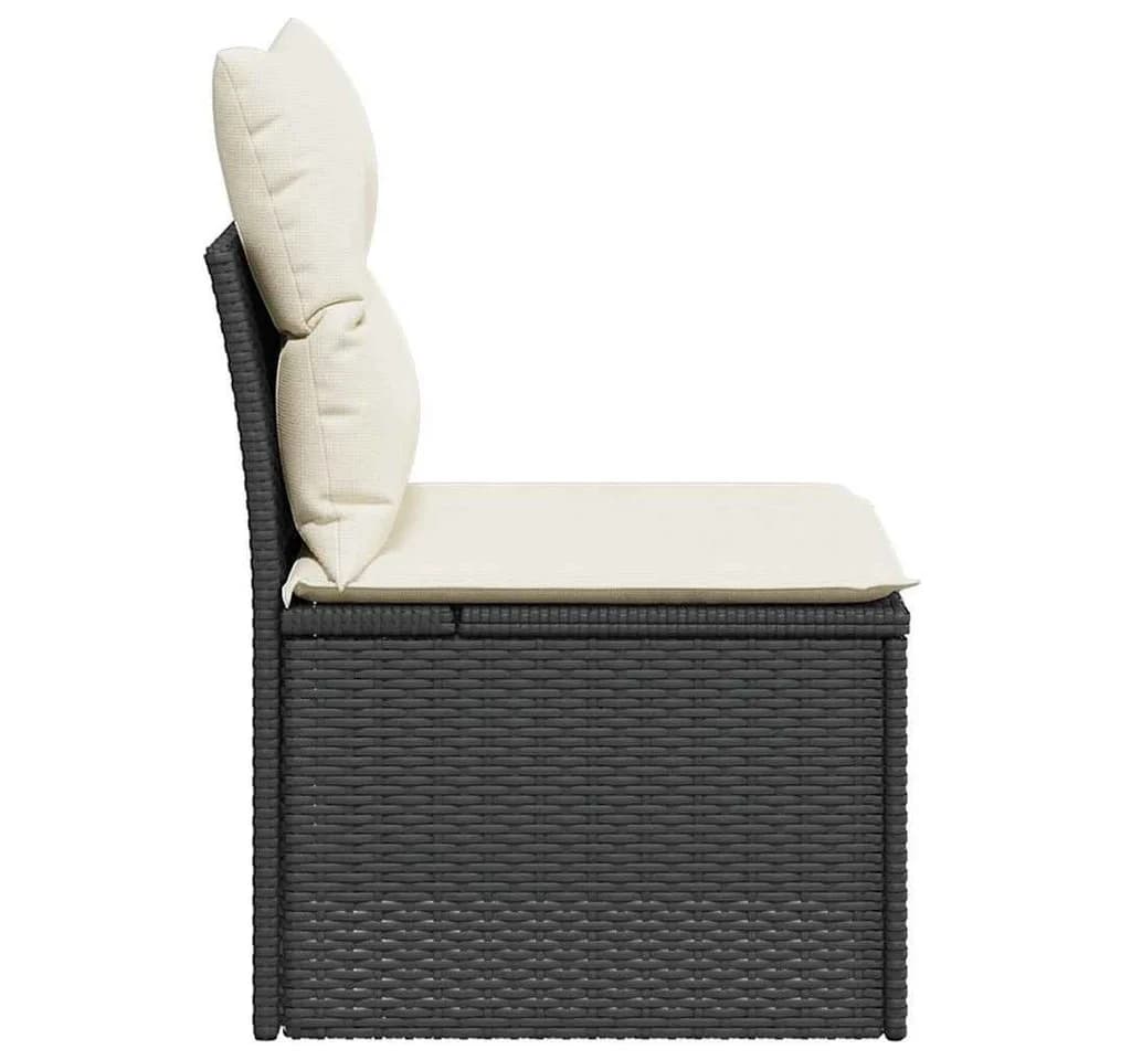 vidaXL Loungesessel Schwarz Poly Rattan mit Kissen und Stauraum - Bild 5