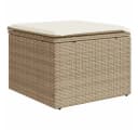 vidaXL Hocker Gartenhocker mit Kissen Beige 55x55x37 cm Poly Rattan Bild 2