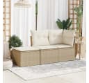 vidaXL Gartenhocker mit Kissen Beige Poly Rattan Bild 3