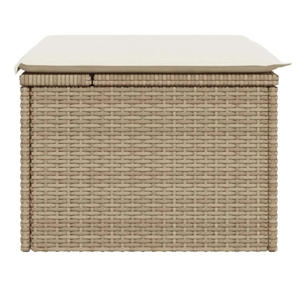 vidaXL Gartenhocker mit Kissen Beige Poly Rattan - Bild 5