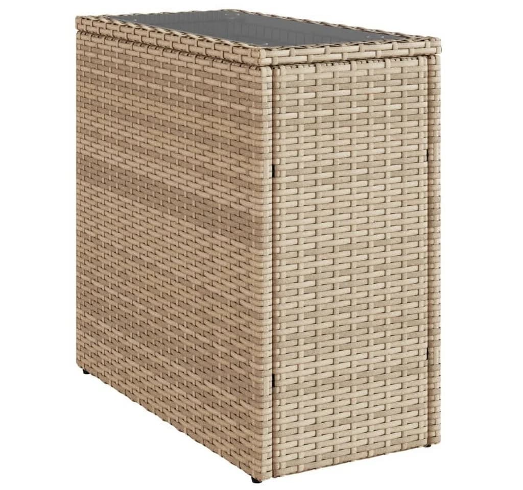 vidaXL Gartentisch Beige Poly Rattan mit Glasplatte - Bild 2