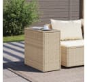 vidaXL Gartentisch Beige Poly Rattan mit Glasplatte Bild 3