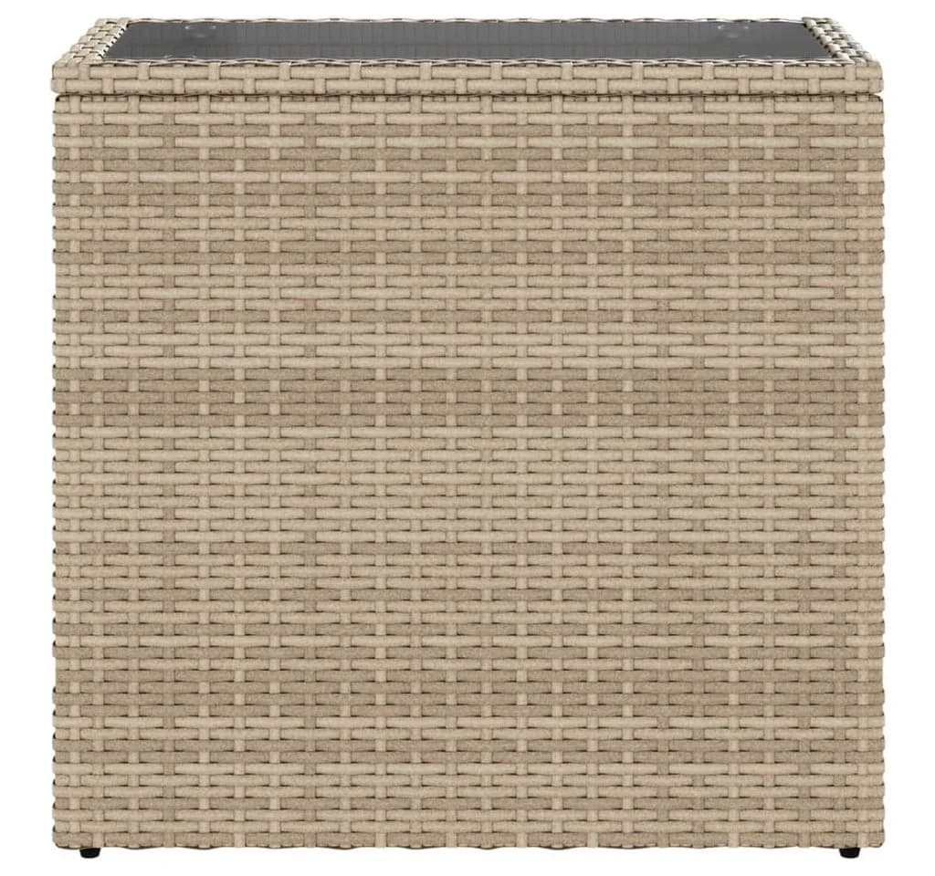 vidaXL Gartentisch Beige Poly Rattan mit Glasplatte - Bild 5