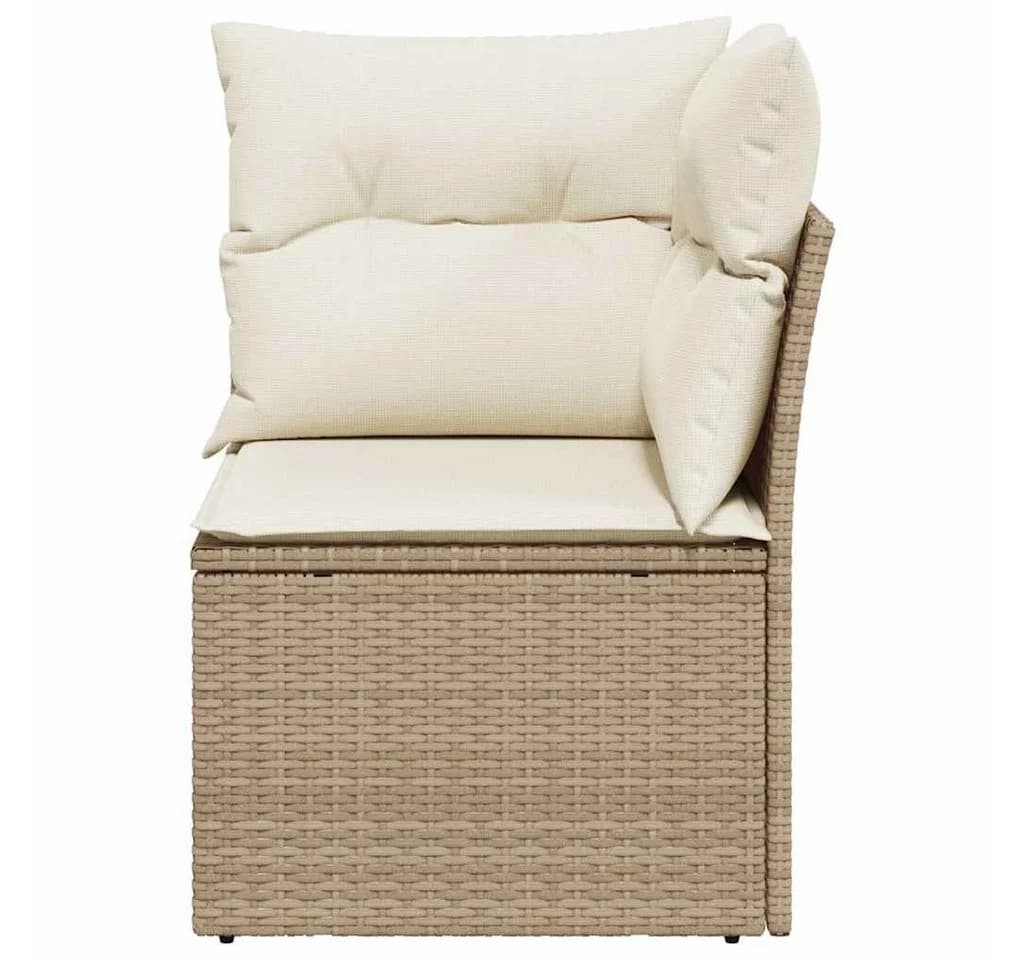 vidaXL Loungesofa Garten-Ecksofa Beige Poly Rattan mit Kissen - Bild 4