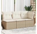 vidaXL Gartensofa 3-Sitzer Beige Poly Rattan mit Kissen Bild 1