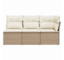 vidaXL Gartensofa 3-Sitzer Beige Poly Rattan mit Kissen Bild 4