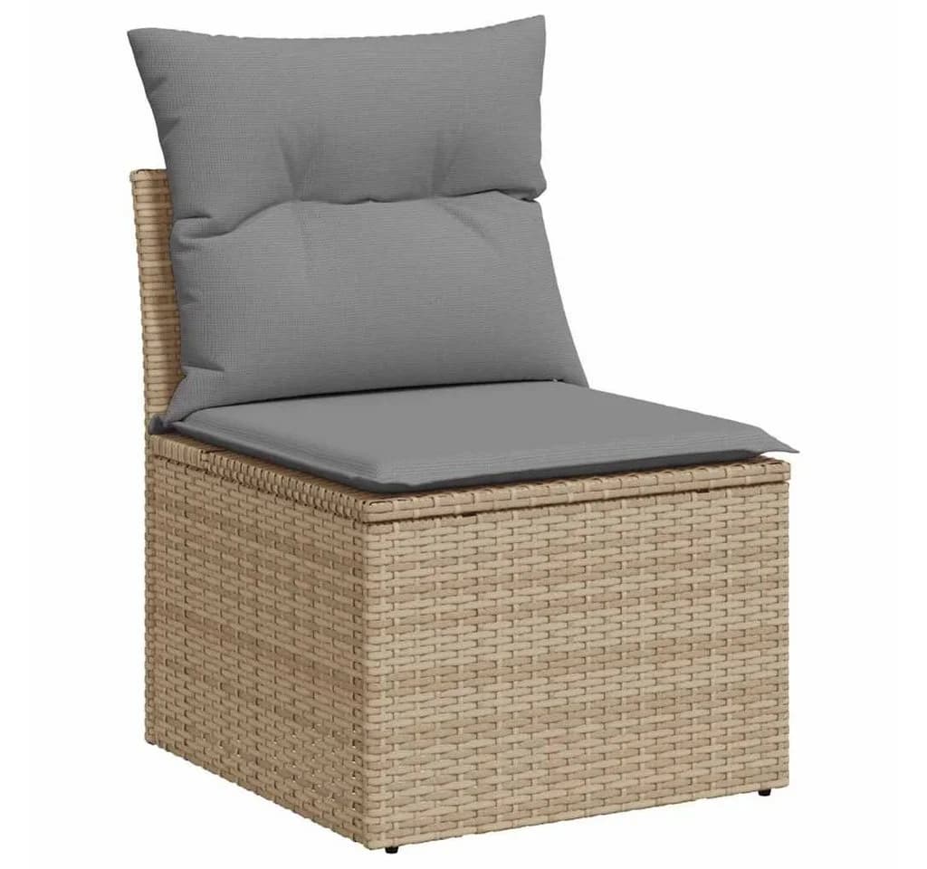 vidaXL Gartensessel Beige Poly Rattan mit Kissen und Stauraum - Bild 2
