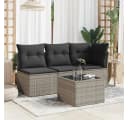 vidaXL Gartentisch Grau PE-Rattan Glasplatte Bild 3