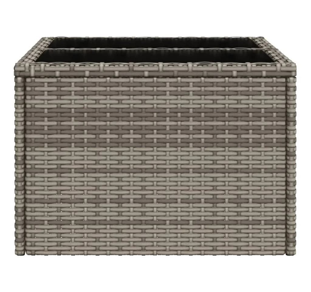 vidaXL Gartentisch Grau PE-Rattan Glasplatte - Bild 5