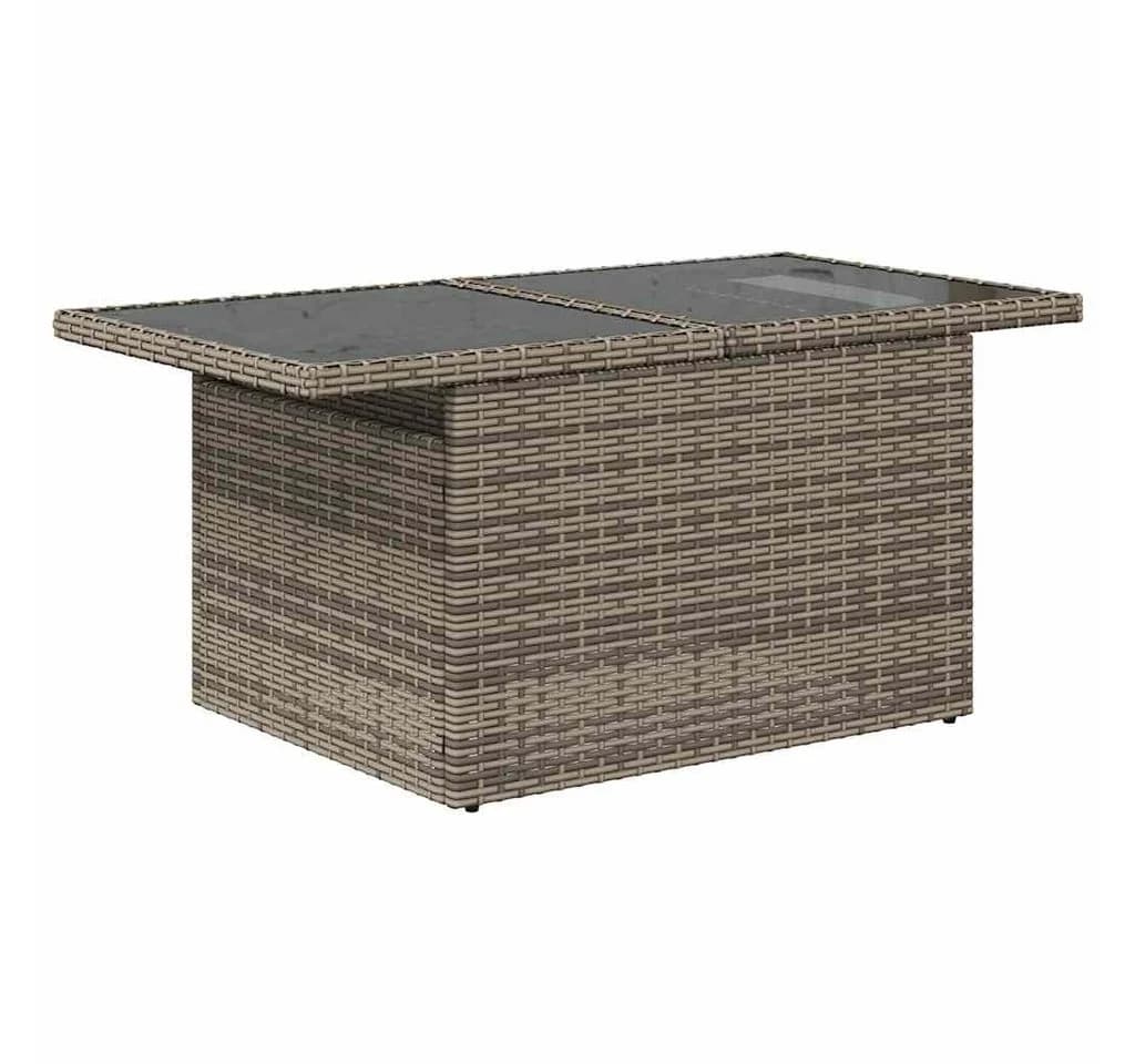 vidaXL Gartentisch Grau Poly Rattan mit Glasplatte - Bild 4