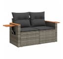 vidaXL Loungesofa 2-Sitzer Grau Poly Rattan mit Kissen Bild 2