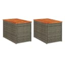 vidaXL Garten-Beistelltisch 2er-Set Grau Poly Rattan Massivholz Bild 2