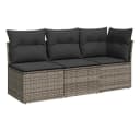vidaXL Loungesofa 3-Sitzer Grau Poly Rattan mit Kissen Bild 2