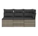 vidaXL Loungesofa 3-Sitzer Grau Poly Rattan mit Kissen Bild 4