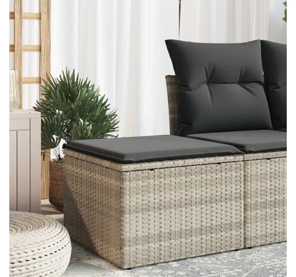 vidaXL Gartenhocker Hellgrau Poly Rattan