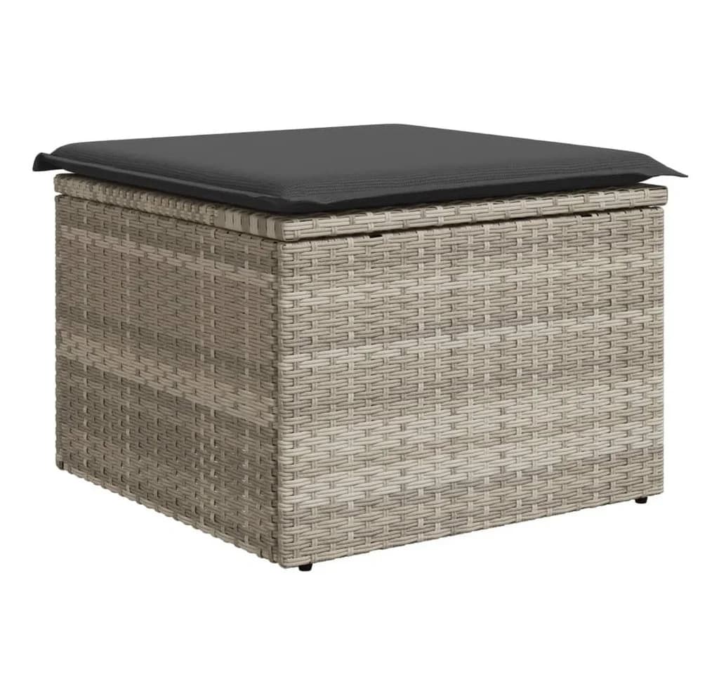 vidaXL Gartenhocker Hellgrau Poly Rattan - Bild 2