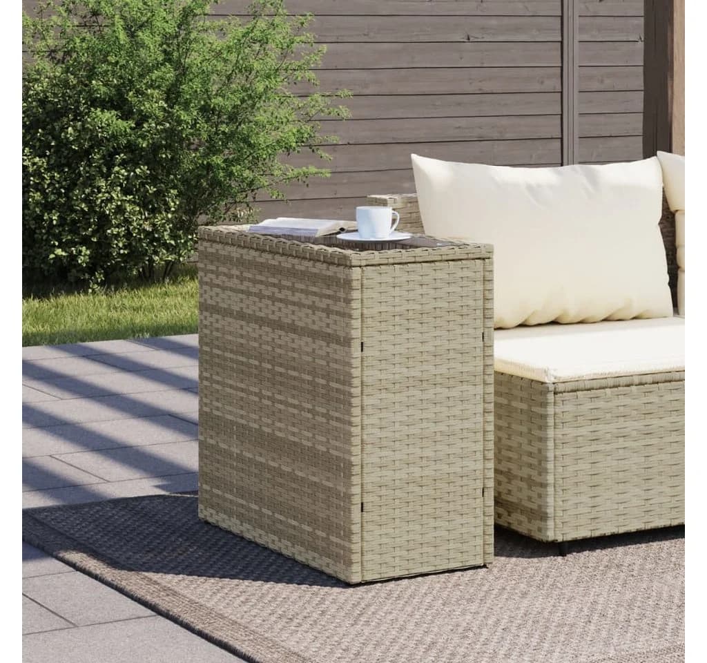 vidaXL Gartentisch Poly Rattan mit Glasplatte Grau/Schwarz - Bild 3