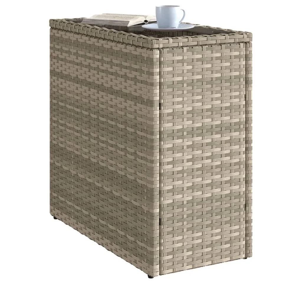 vidaXL Gartentisch Poly Rattan mit Glasplatte Grau/Schwarz - Bild 4