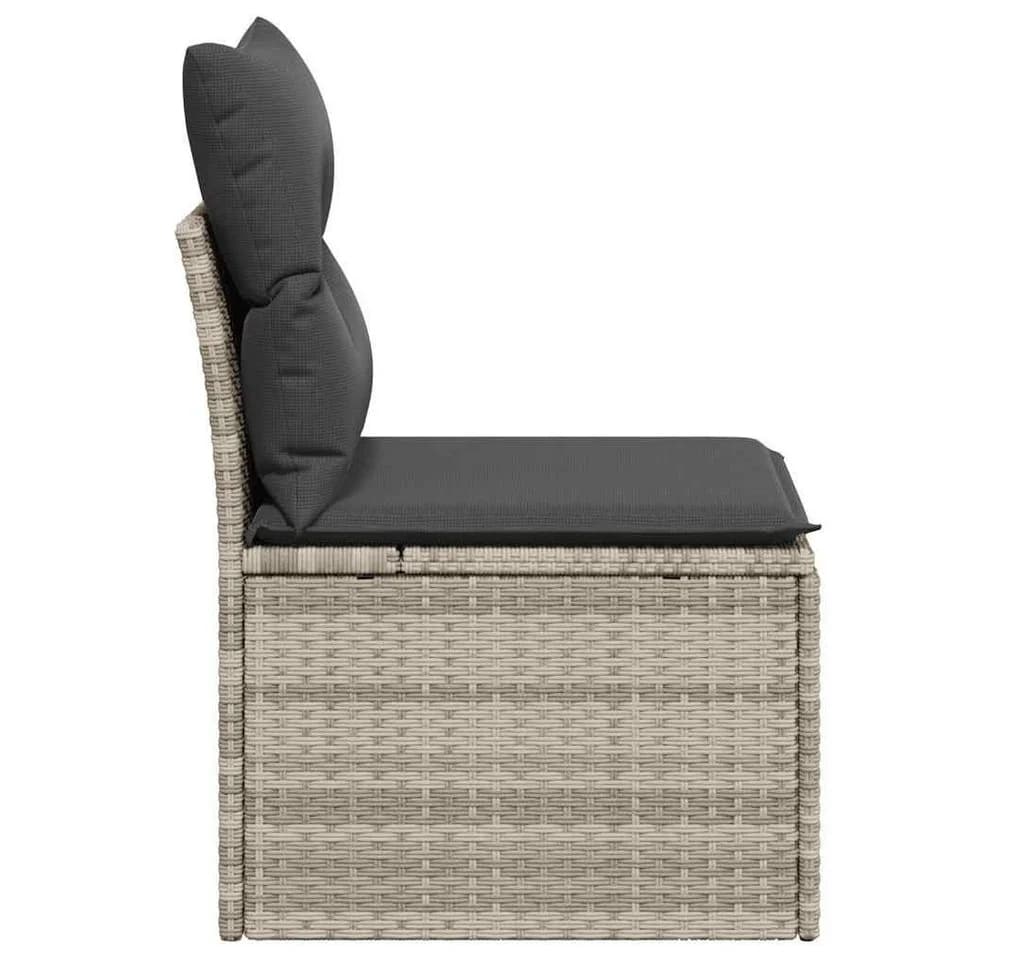 vidaXL Gartensessel PE-Rattan mit Stauraum und Kissen grau - Bild 5