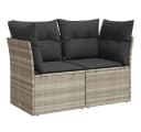 vidaXL Gartensofa 2-Sitzer Hellgrau Poly Rattan mit Kissen Bild 2
