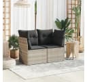 vidaXL Gartensofa 2-Sitzer Hellgrau Poly Rattan mit Kissen Bild 3