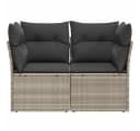 vidaXL Gartensofa 2-Sitzer Hellgrau Poly Rattan mit Kissen Bild 4
