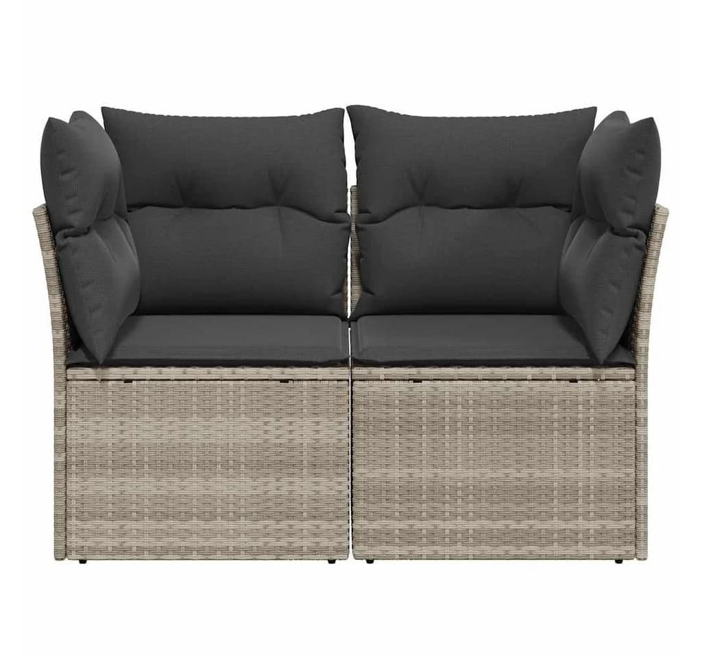 vidaXL Gartensofa 2-Sitzer Hellgrau Poly Rattan mit Kissen - Bild 4