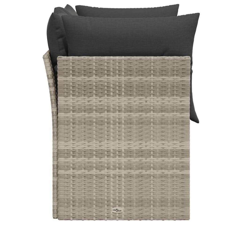 vidaXL Gartensofa 2-Sitzer Hellgrau Poly Rattan mit Kissen - Bild 5