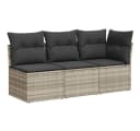 vidaXL Gartensofa 3-Sitzer Hellgrau Poly Rattan mit Kissen Bild 2