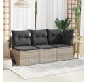 vidaXL Gartensofa 3-Sitzer Hellgrau Poly Rattan mit Kissen Bild 3
