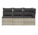 vidaXL Gartensofa 3-Sitzer Hellgrau Poly Rattan mit Kissen Bild 4