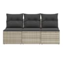 vidaXL Gartensofa 3-Sitzer Hellgrau Poly Rattan mit Kissen Bild 4