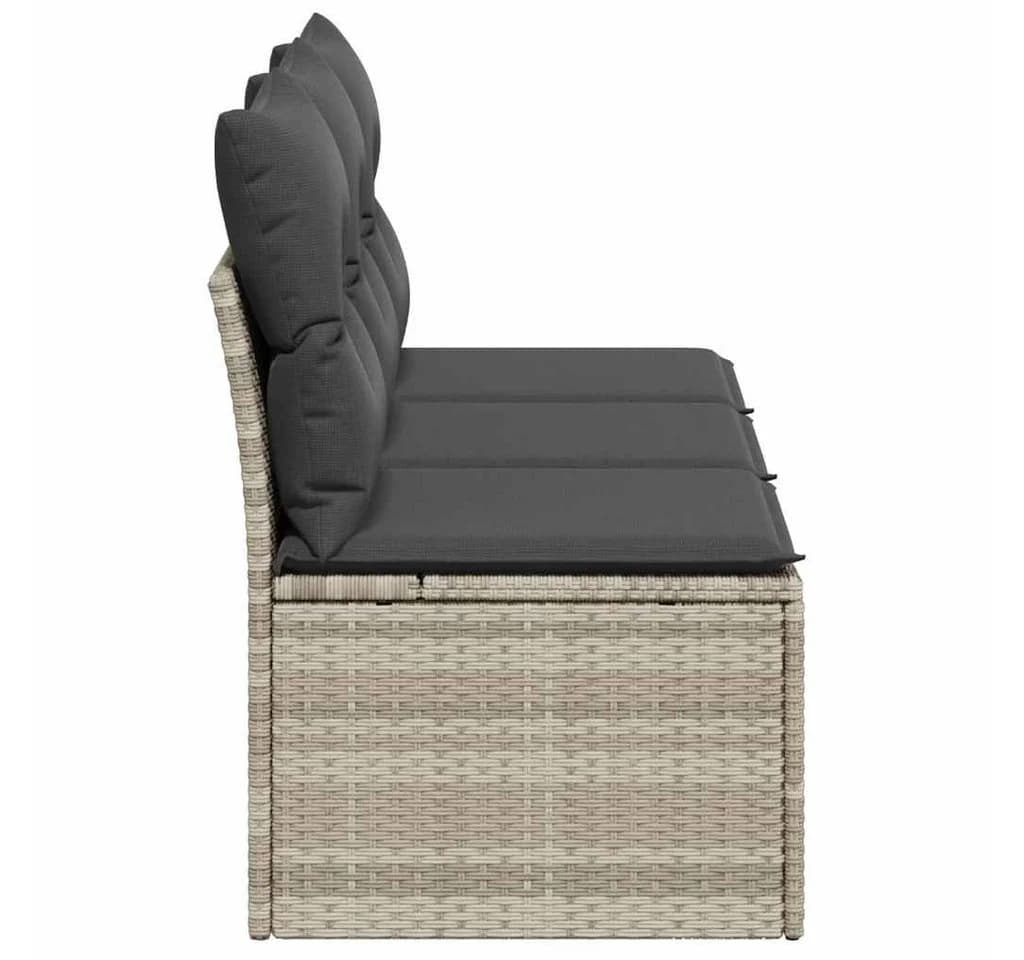 vidaXL Gartensofa 3-Sitzer Hellgrau Poly Rattan mit Kissen - Bild 5