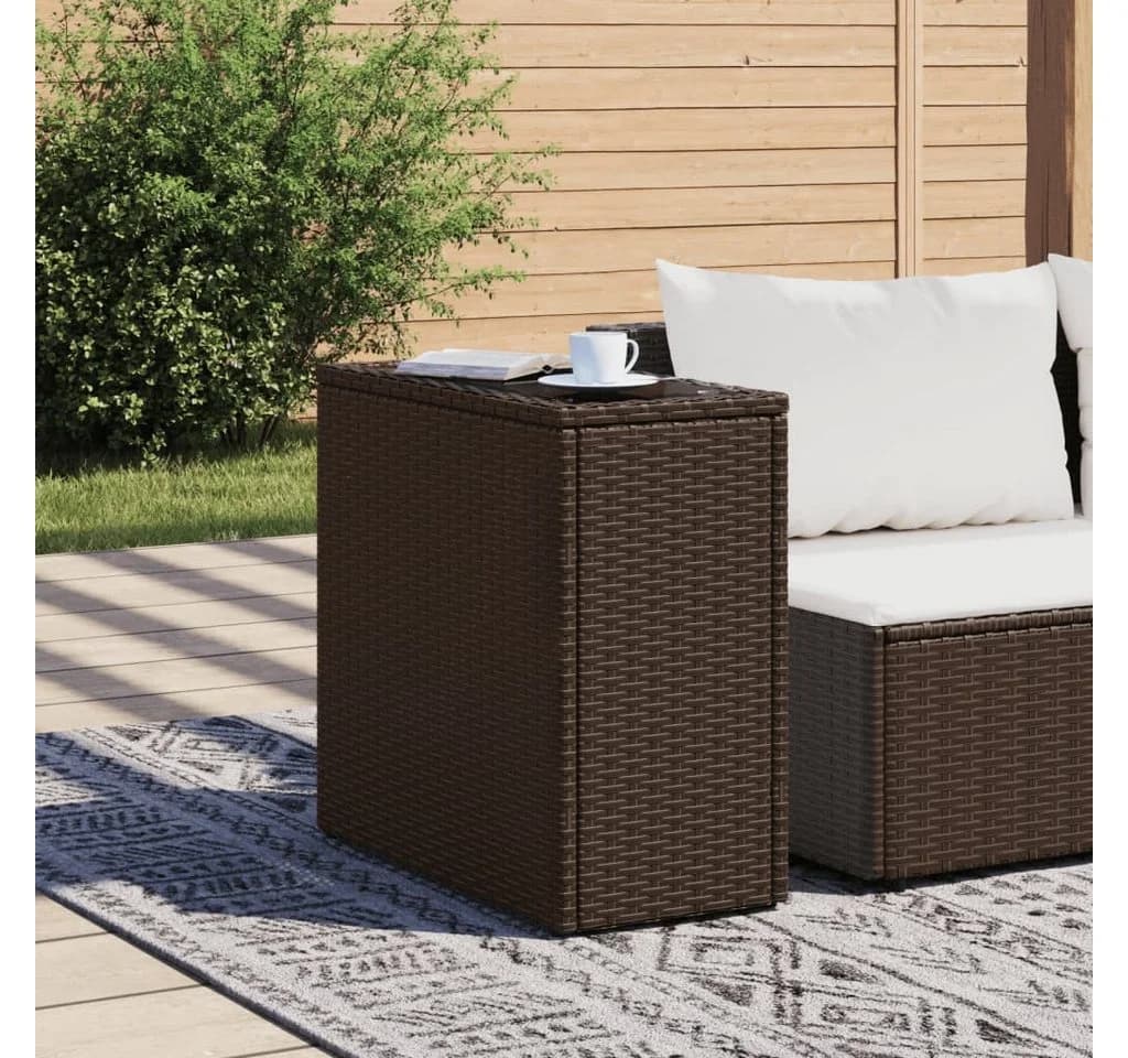 vidaXL Gartentisch mit Glasplatte Braun PE-Rattan - Bild 3