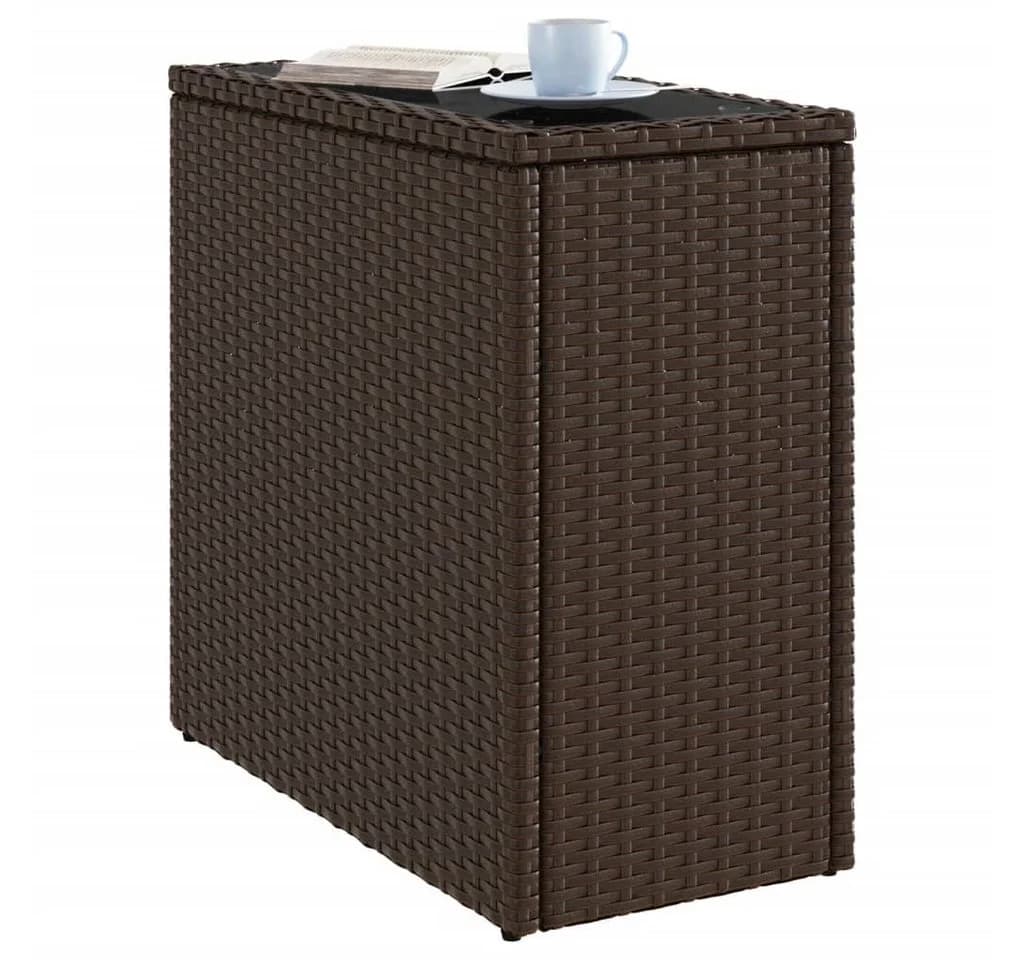 vidaXL Gartentisch mit Glasplatte Braun PE-Rattan - Bild 4
