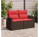 vidaXL Gartensofa 2-Sitzer Braun Poly Rattan mit Kissen Bild 1