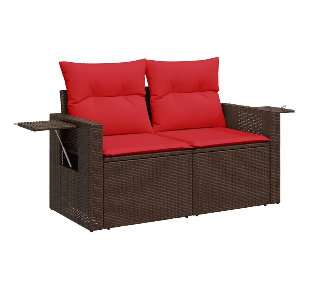 vidaXL Gartensofa 2-Sitzer Braun Poly Rattan mit Kissen - Bild 2