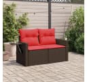 vidaXL Gartensofa 2-Sitzer Braun Poly Rattan mit Kissen Bild 3