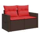 vidaXL Gartensofa 2-Sitzer Braun Poly Rattan mit Kissen Bild 4