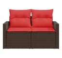 vidaXL Gartensofa 2-Sitzer Braun Poly Rattan mit Kissen Bild 5