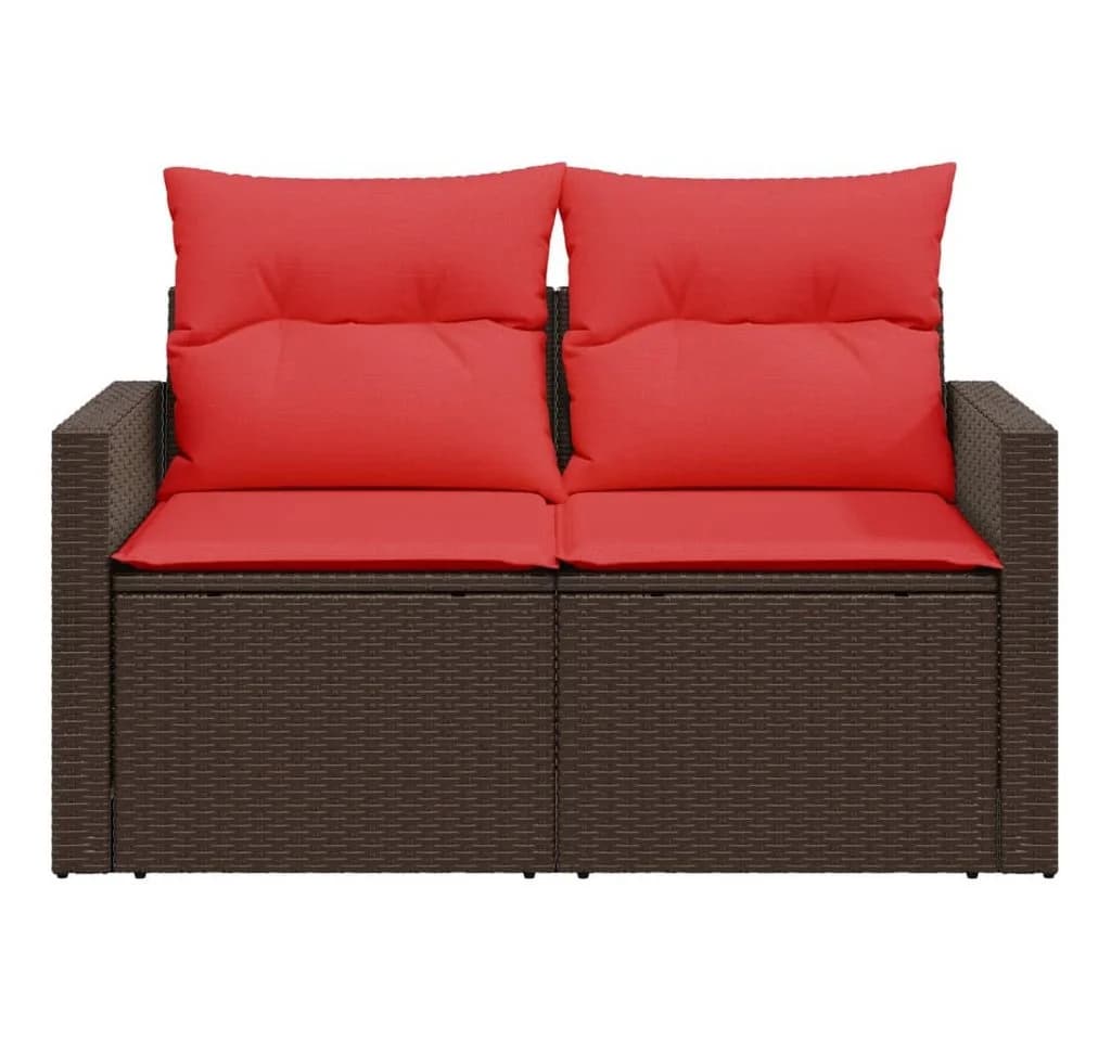vidaXL Gartensofa 2-Sitzer Braun Poly Rattan mit Kissen - Bild 5