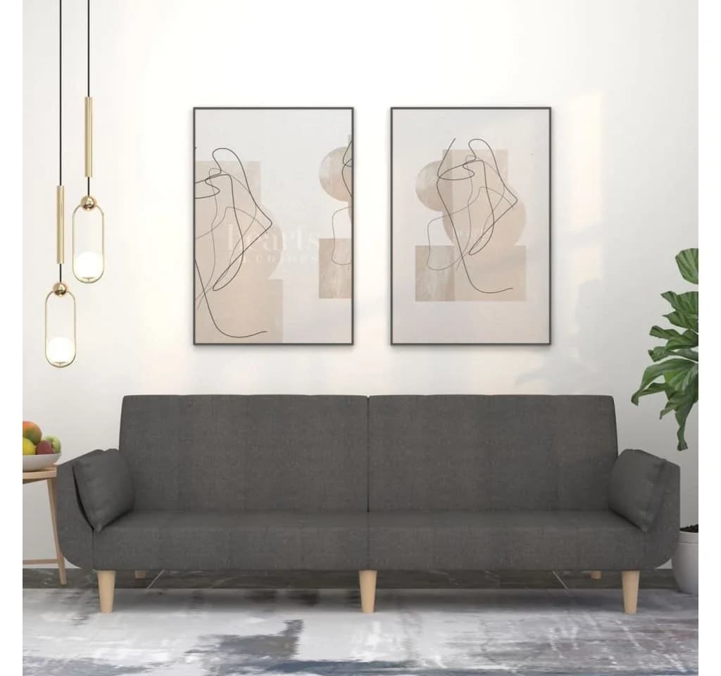 vidaXL Schlafsofa 2-Sitzer Dunkelgrau mit Kissen