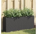 vidaXL Hochbeet mit 2 Fächern Schwarz Poly Rattan Bild 1
