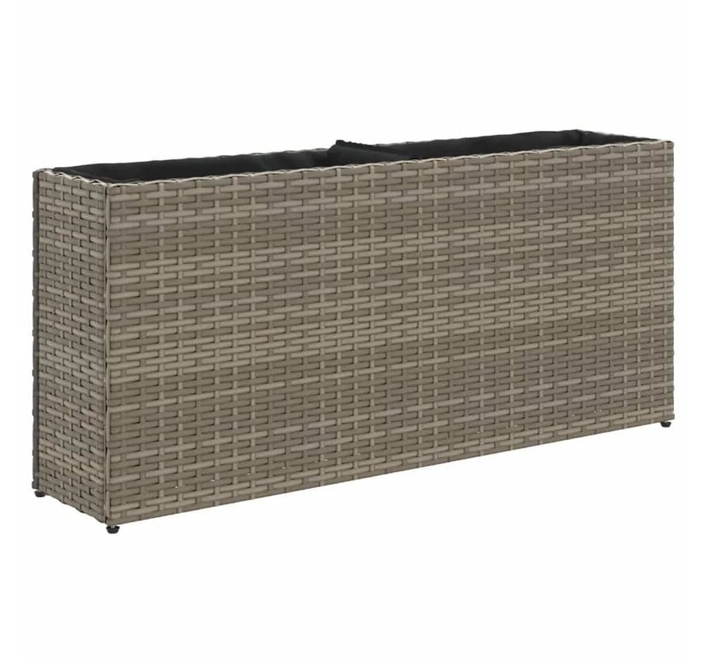vidaXL Hochbeet 2 Fächer Grau Poly Rattan Stahl - Bild 2