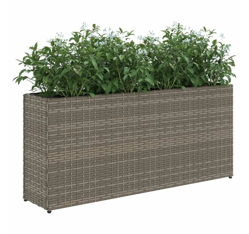 vidaXL Hochbeet 2 Fächer Grau Poly Rattan Stahl - Bild 4
