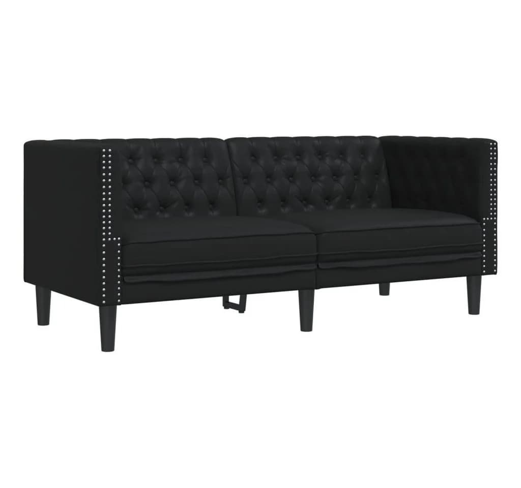 vidaXL Chesterfield-Sofa 2-Sitzer Schwarz Kunstleder - Bild 2