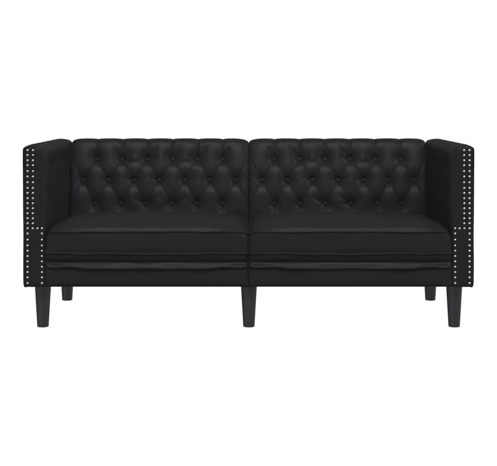 vidaXL Chesterfield-Sofa 2-Sitzer Schwarz Kunstleder - Bild 4